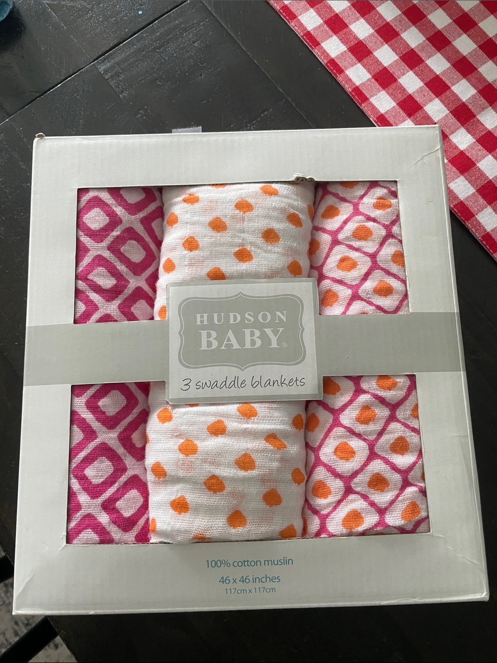 Hudson Baby Pink & Orange Patterned Muslin Swaddle Set